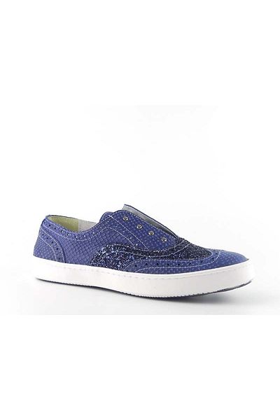 ZAZAMAG Women's casual shoes Shine made of natural leather, blue