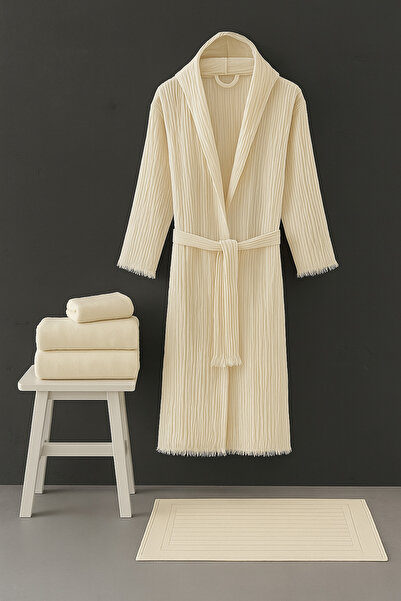 Sera Royal روب حمام موسلين - للجنسين - 100% قطن - نسيج ناعم وخفيف