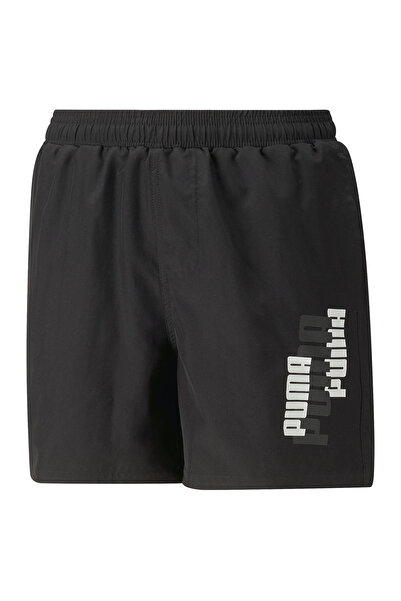 Puma شورت لوجو لاب المنسوج - أسود