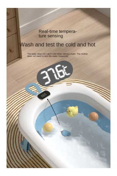 Fun Moment Foldable Baby Bathtub with Thermometer