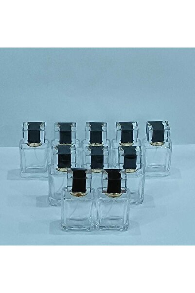 OEM Modern Şeffaf Yeniden Doldurulabilir Cam Parfüm Şişesi 50ml 10'lu Set Siyah
