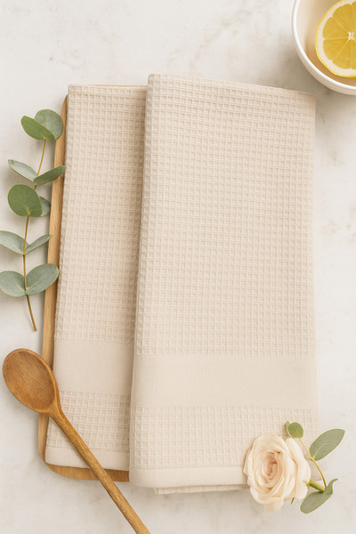 Sera Royal Mutfak Havlusu 2'li Set – 50x70 cm %100 Pamuk Waffle Dokuma