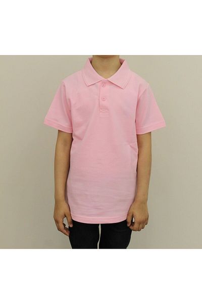 ModAras Children's 100% Cotton Solid Color Polo Collar Short Sleeve T-Shirt Rose - Rose - Arasssclhploll-Rose