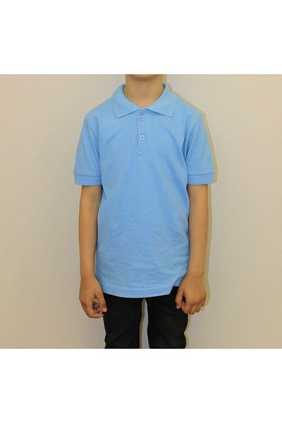 Batıdan Children's 100% Cotton Solid Color Polo Collar Short Sleeve T-Shirt Turquoise - Turquoise - Batdnscehpxolq-Trk