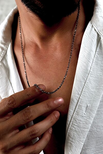 Ebrar Silver Gümüş Halka Model Oksitli Zincir 925 Ayar Gümüş Halka Model Unis...