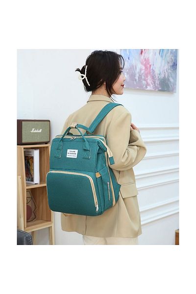 Flippy Rucsac multifuncțional, pliabil, pătuț, bază pentru înfășat, buzunar termic, verde