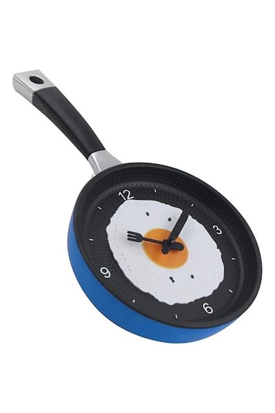CLICK Ceas de perete pentru bucătărie în formă de tigaie Deco, albastru