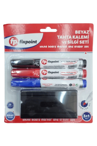 FixPoint 3'lü Beyaz Tahta Kalemi ve Silgi Seti
