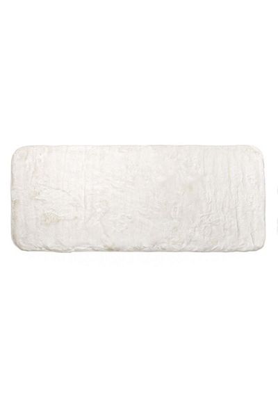 divendi-ro Velvety decorative carpet for the hallway, rabbit fur look, anti-slip surface, 140x60 cm, white