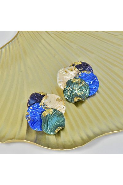 NARRU Handmade earrings, blue, green, gold, Calisto