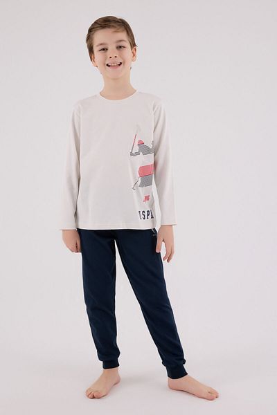 U.S. Polo Assn. U.S. Polo Assn Set de pijamale bej pentru băiat