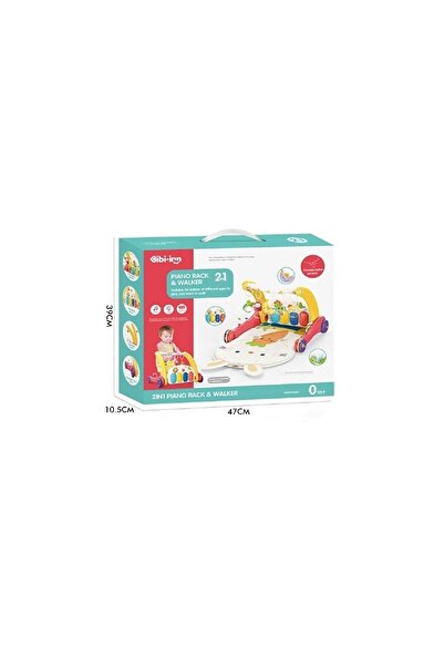 AyPenye BIB6016- Vardem Piyanolu Bebek Yürüteci ve Tavşan Desenli Kırmızı Oyun Halısı 2 in 1