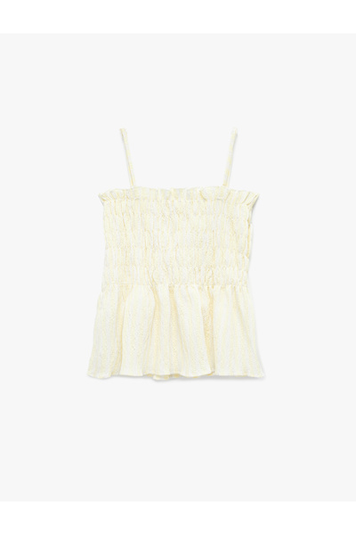 Koton Linen Blend Gipeli Ruffle Thin Strap Blouse