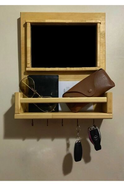 Trend KenT Doğal Ahşap Yazı Tahtalı Anahtarlık Anahtar Askısı Not Panosu El Y...