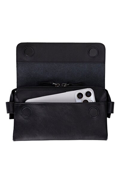 PLM Prestige Hakiki Deri, El Yapımı, Telefon Bölmeli, Erkek El Çantası, Kömür...