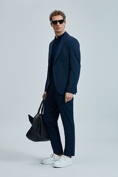 Lufian 111190325 Pantaloni chino pentru bărbați Hunter Smart Pantaloni slim pentru bărbați, bleumarin