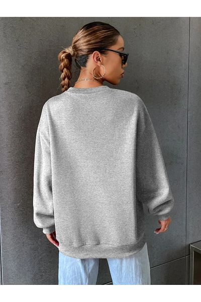 StartMore Gray Unisex Women/Men California Special Series Oversize Crew Neck Cotton