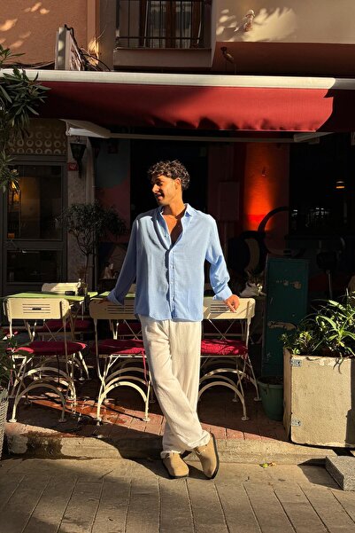 Flaw Wear Elastic Waist Linen Trousers