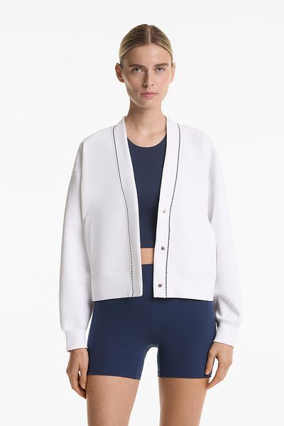 Oysho Heavy weight cotton blend piqué cardigan.