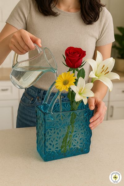 Fiyakalı Ürünler Atölyesi Thick Glass Bag Vase, Decorative, Gift, Accessory, Flower Vase