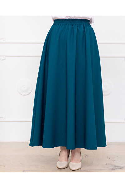 Arinrada Turquoise Double Skirt with Elastic Waist Pockets