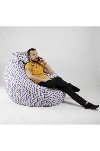 Pufrelax Set Fotoliu King Size cu Perna, Material Textil - Zappity Purple