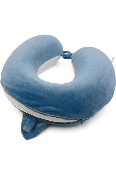 CLICK Pernă de călătorie în formă de U, Comfort Shark, spumă cu memorie, albastră