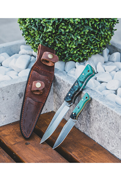 Huğlu Baba Oğul Bıçak + Çakı Seti Çift renk Kabzeli