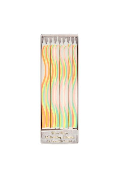 Meri Meri - Tapered Rainbow Candles - Rainbow Patterned Candles