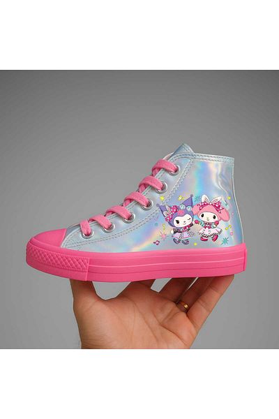 LİASSHOES Hologram Pink Sole Sweet Sisters Printed Children's Sports Shoes Sneaker