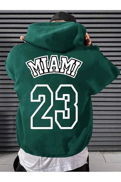 StartMore Green Unisex Miami Printed Oversize Hoodie