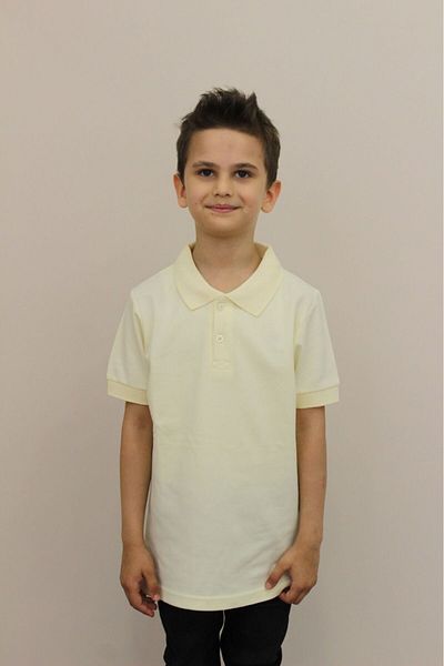 Zeta Group Tricou cu mânecă scurtă pentru copii, 100% bumbac, culoare uni, cu gât polo, galben deschis - Ecru - ILC2.SCVHPFOLP-EK