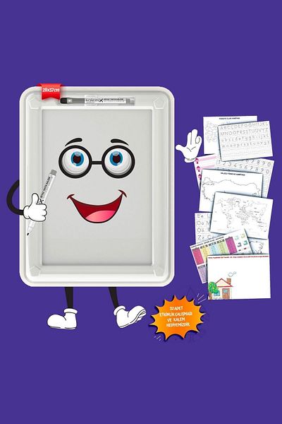 Buffer Educational Magic Activity Board with 32 Different Activities Pen and Eraser as Gift