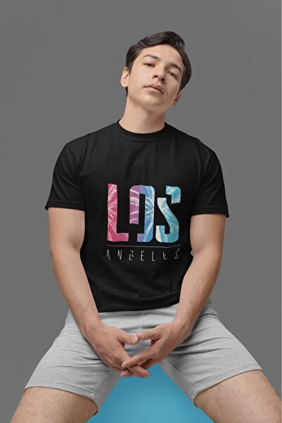 ArtYus تي شيرت لوس أنجلوس مطبوع ملون للجنسين للرجال/النساء مقاس كبير 100% قطن