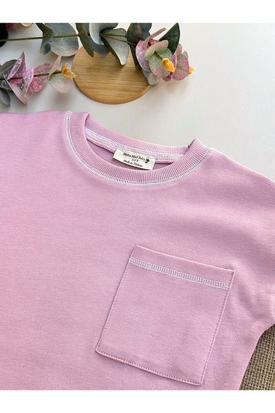 Mama Miel Baby Pink Oversize T-Shirt with Pocket - 100% Cotton