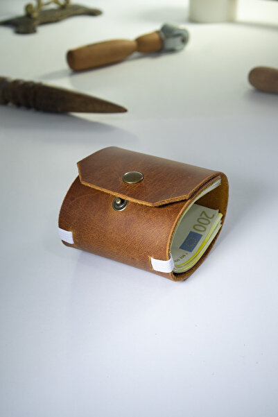 Tauran محفظة مصنوعة يدويًا من الجلد الطبيعي للجنسين مع مشابك نقود مغناطيسية خ...