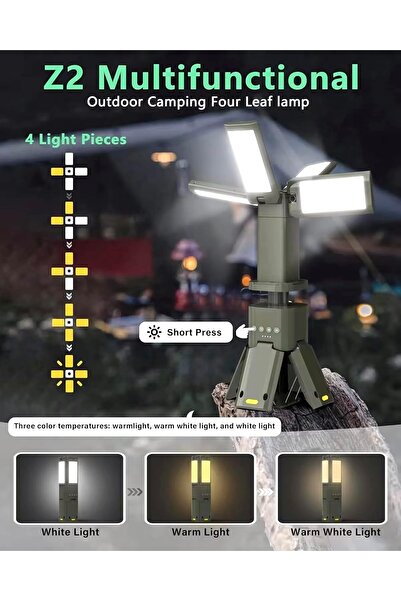 Generic Rechargeable Multifunctional Outdoor Waterproof Four Leaf Camping Light Z2 with Adjustable height