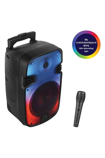 divendi-ro Boxă karaoke Bluetooth, portabilă, cu microfon și LED, 20W, 24x20.5x20.5x41cm