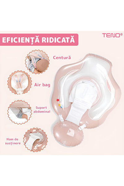 Teno Βρεφικό κολυμβητήριο Teno® με σκίαστρο, στήριξη στην κοιλιά, συμπεριλαμβάνεται αντλία, ροζ