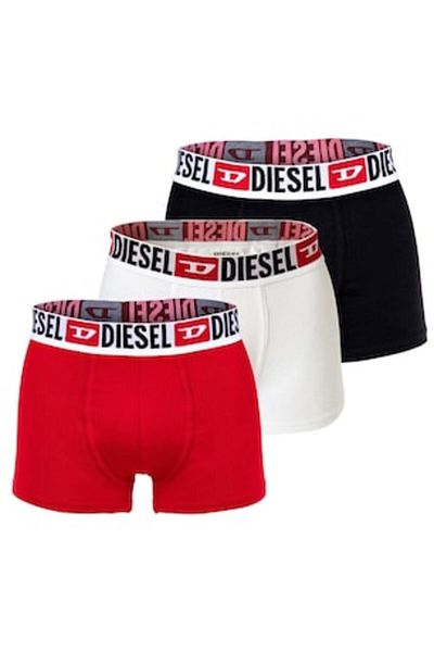 Diesel , Set of boxers with logo waistband Damien - 3 pairs, Red, White, Blue, S