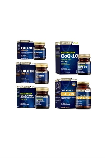 Nutraxin كو-10 (100 ملغ) 30 كبسولة + حمض الفوليك + سيلينيوم + بيوتين + فيتامي...