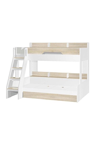Danube Home Kinder 90/120x200 Dual Size Kids Bunk Bed w/Drawer Storage-White/Sonoma Oak L205.6xW179.2xH166.5cm