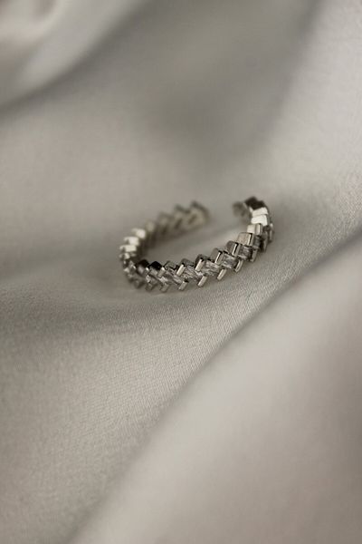 Nenya Vip Steel Baguette Zircon Stone Tamtur Zigzag Model Adjustable Model Ring