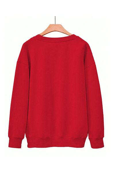 StartMore Red Unisex Men/Women Sipiril Lead Me Custom Colored Oversize Crew Neck Cotton