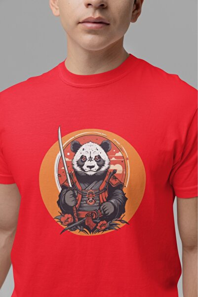 ArtYus تي شيرت ساموراي باندا ملون مطبوع للجنسين للرجال/النساء مقاس كبير 100% قطن