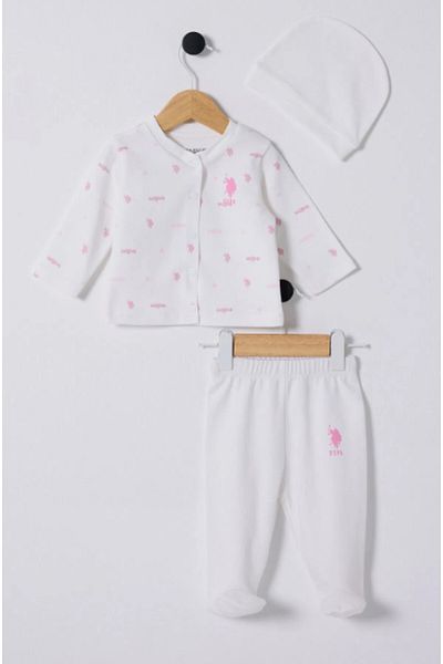 U.S. Polo Assn. U.S. Polo Assn Usb2359 White Baby Girl 3-Piece Set