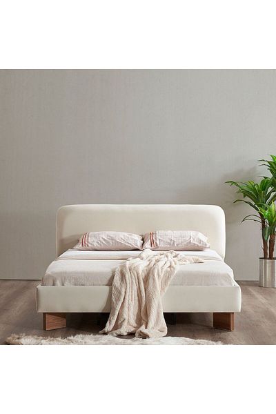 Danube Home Ren 150x200 Queen Fabric Bed - Beige L174xW220xH90cm