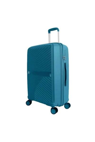 divendi-ro Valiză tip troler, culoare petrol, cu dungi în relief, 33L