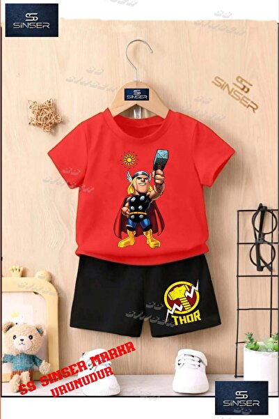 SS SİNSER تي شيرت للأطفال للجنسين "THOR CIZGI STANDING STICKER" مطبوع حسب الط...