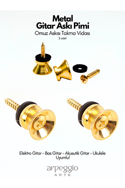 arpeggio ARTE Metalna igla za remen gitare – zlatna boja – set od 2 komada vi...